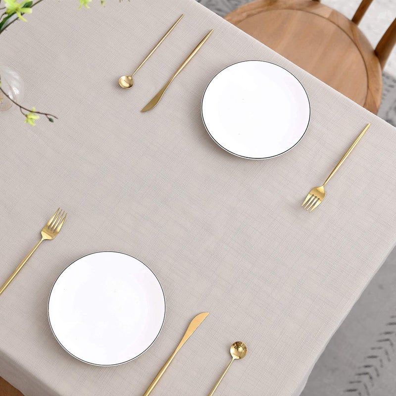 maxmill Lux Faux Linen Tablecloth with Slubby Yarn Textured Weaves Wrinkle Free Anti-Shrink Soft Table Cloth for Kitchen Dining Tabletop for Outdoor and Indoor Use Rectangle 60 x 84 Inch Natural - Image 3